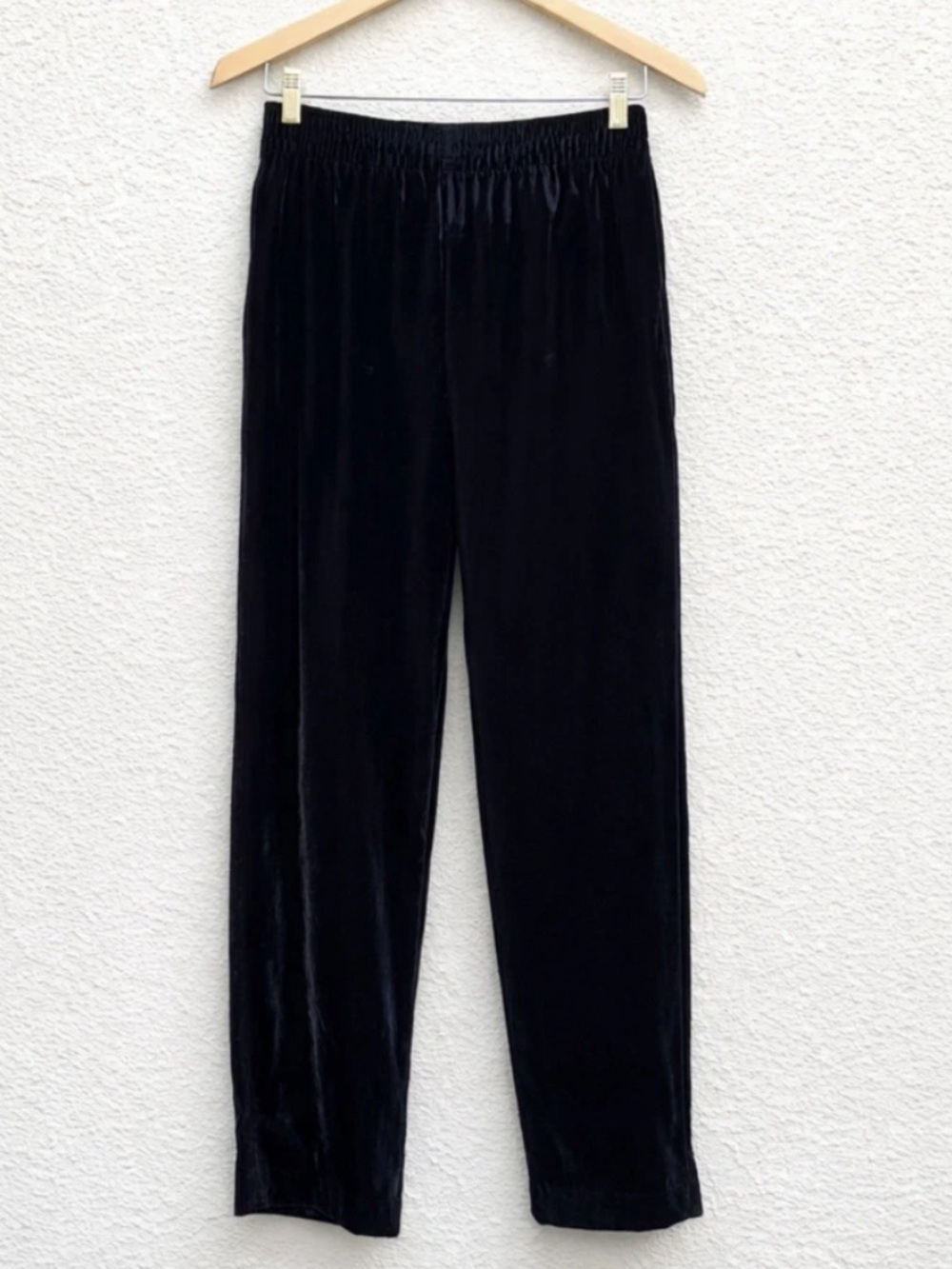 Vintage Cache Velvet Pull On Pants Women M Black/Brown High Rise Pockets USA
